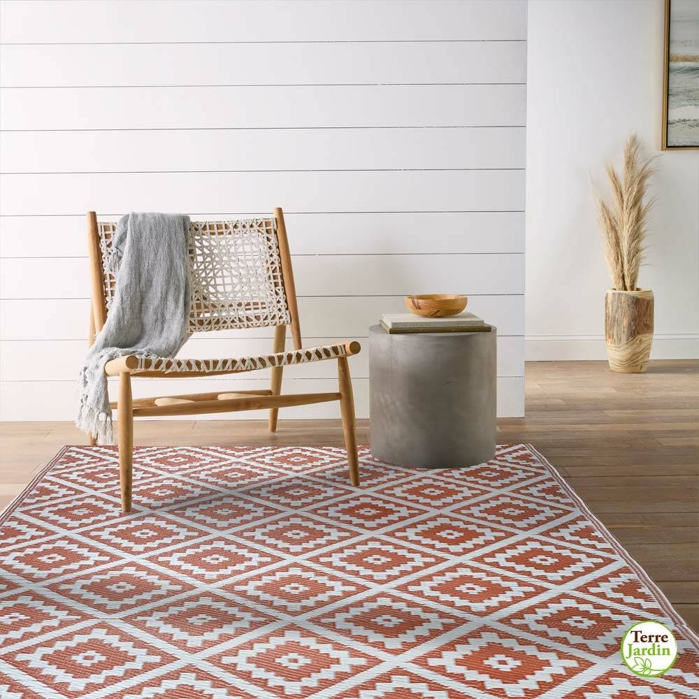 Terre Jardin - Tapis extérieur réversible pour balcon et terrasse Terracotta 120 x 180 Terracotta - Imagen 6