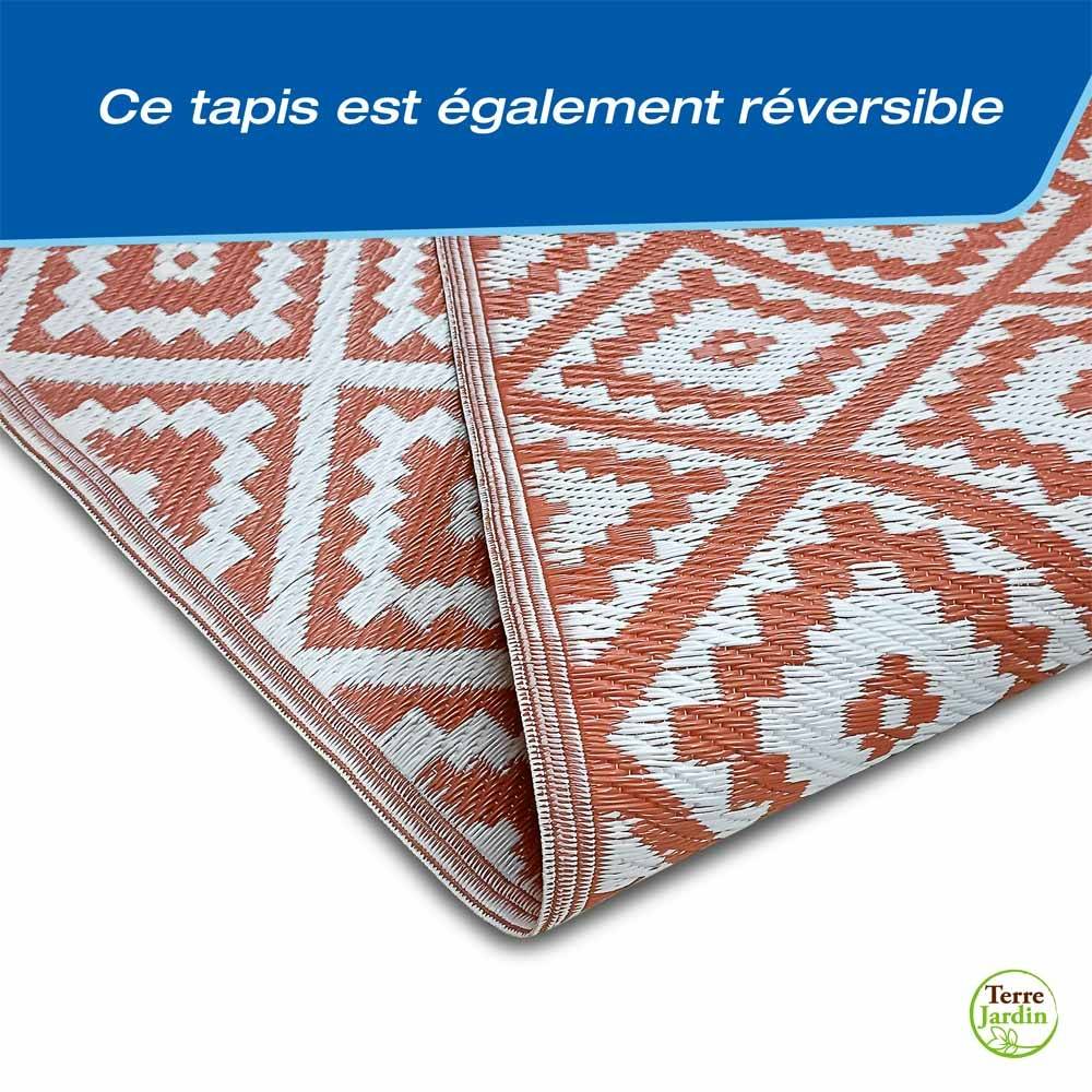 Terre Jardin - Tapis extérieur réversible pour balcon et terrasse Terracotta 120 x 180 Terracotta - Imagen 4
