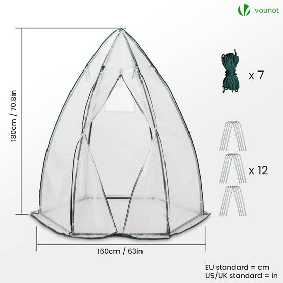 Vounot - Serre d'hivernage dôme 160x160x180cm blanc - Bâche PE imperméable, anti-UV - Balcon, terrasse, jardin - Image 4