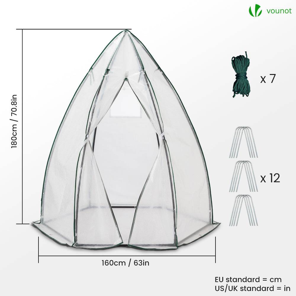 Vounot - Serre d'hivernage dôme 160x160x180cm blanc - Bâche PE imperméable, anti-UV - Balcon, terrasse, jardin - Image 4