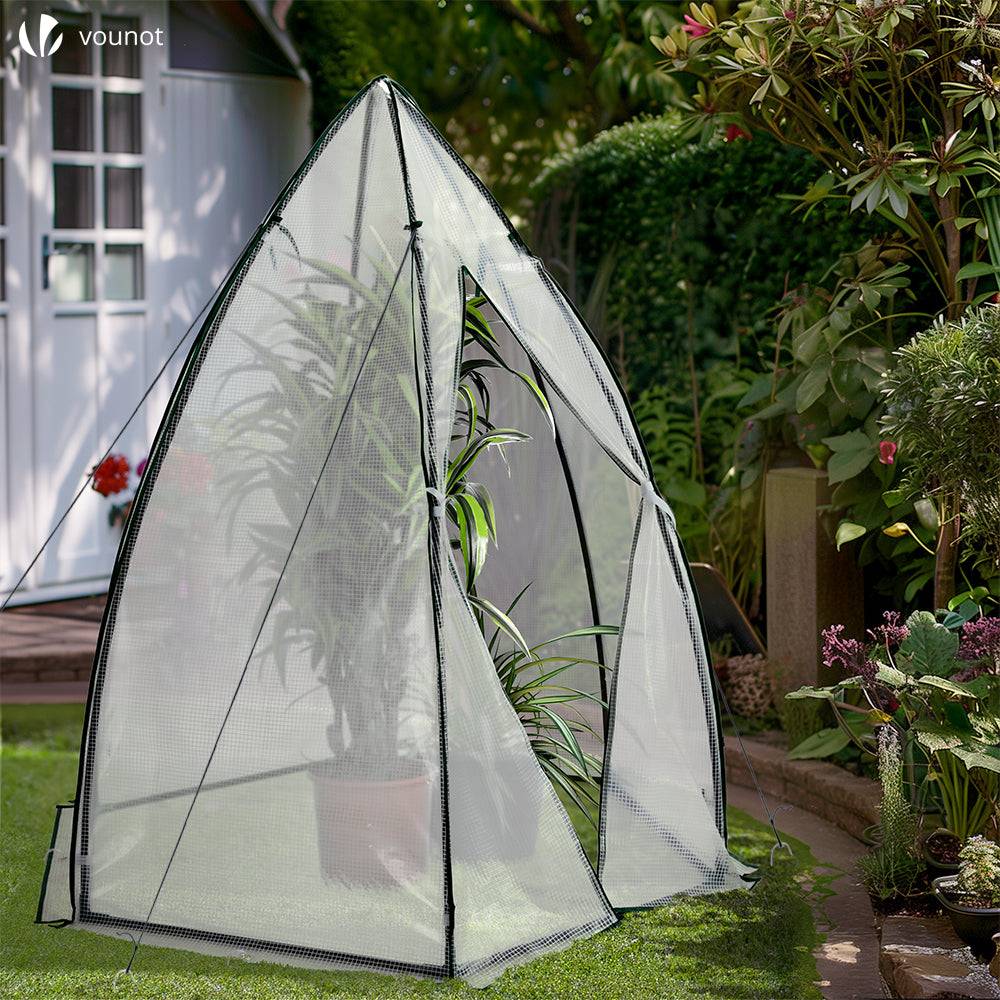 Vounot - Serre d'hivernage dôme 160x160x180cm blanc - Bâche PE imperméable, anti-UV - Balcon, terrasse, jardin - Image 2