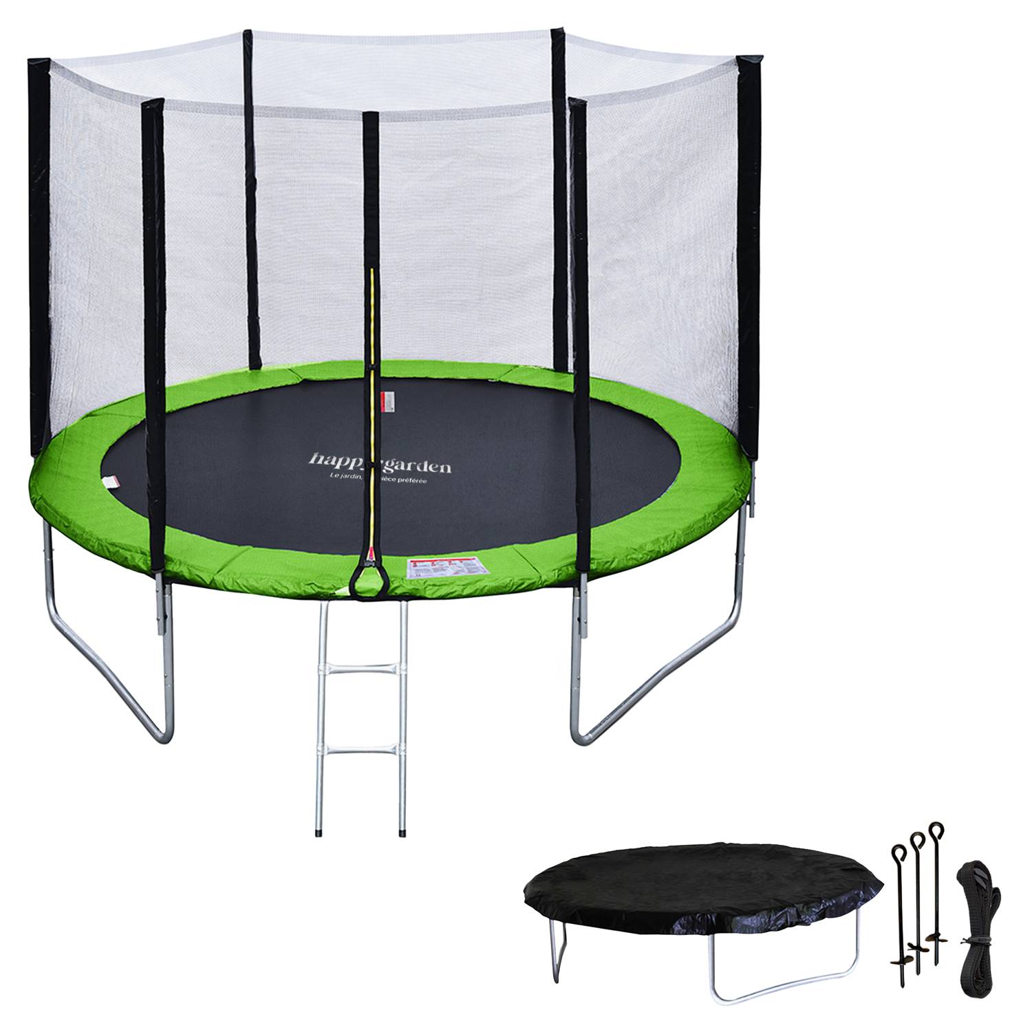 Happy Garden - Pack Premium Trampoline 305cm réversible bleu / vert ADELAÏDE + filet, échelle, bâche et kit d'ancrage - HAPPY GARDEN - Image 2