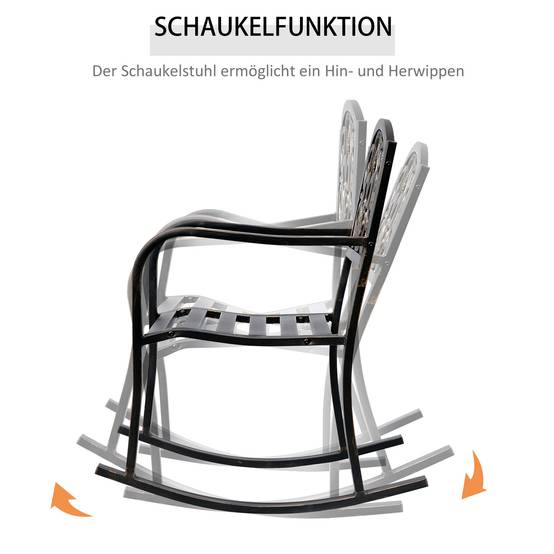 Fauteuil à bascule de jardin style antique en métal Bronze, 60 x 73 x 85 cm, fauteuil de détente extérieur élégant - Image 4