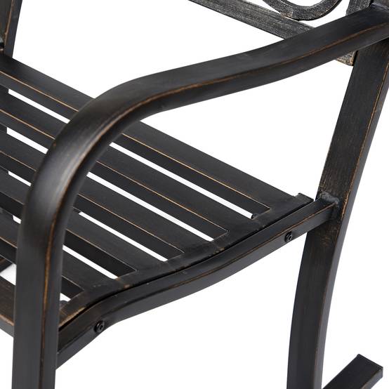Fauteuil à bascule de jardin style antique en métal Bronze, 60 x 73 x 85 cm, fauteuil de détente extérieur élégant - Image 6