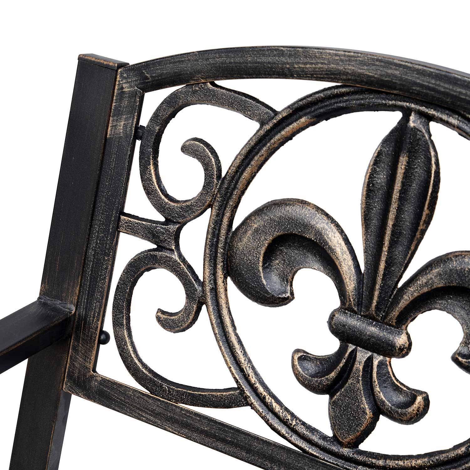Fauteuil à bascule de jardin style antique en métal Bronze, 60 x 73 x 85 cm, fauteuil de détente extérieur élégant - Image 8