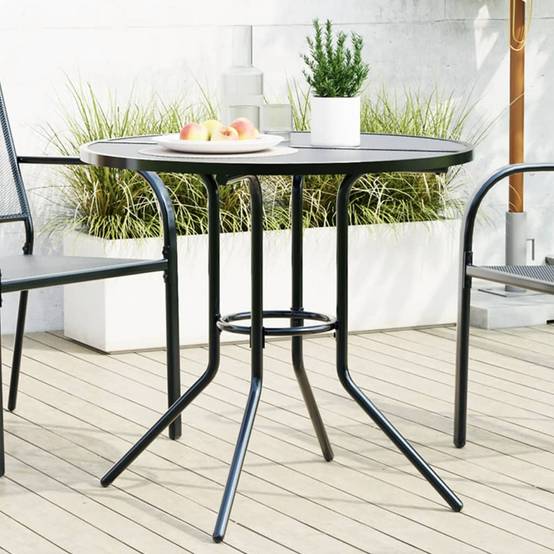 Table de Jardin Ronde Ø80cm en Acier Anthracite, Plateau Maille Design pour 2-4 Personnes – ComfortXL Outdoor Living - Image 1