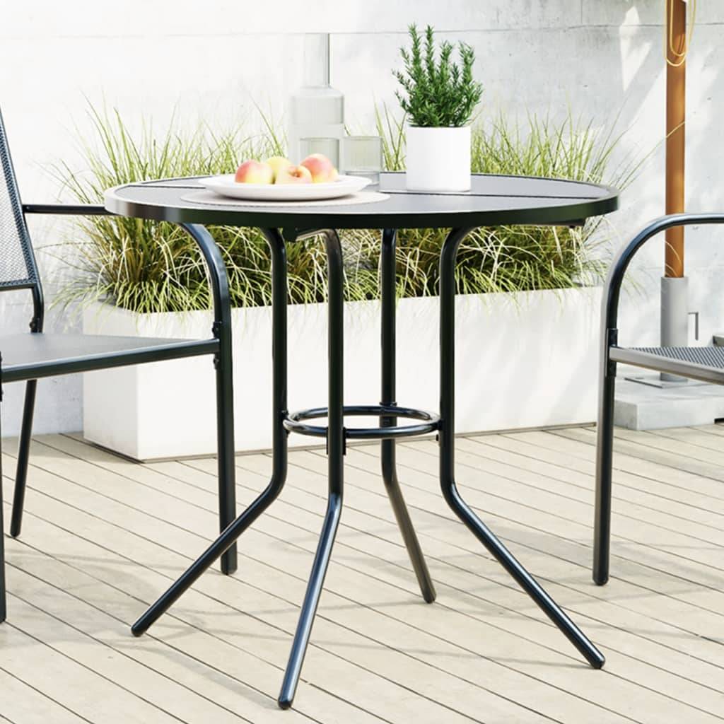 Table de Jardin Ronde Ø80cm en Acier Anthracite, Plateau Maille Design pour 2-4 Personnes – ComfortXL Outdoor Living - Image 1