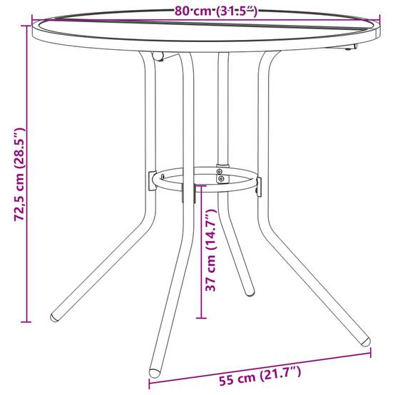 Table de Jardin Ronde Ø80cm en Acier Anthracite, Plateau Maille Design pour 2-4 Personnes – ComfortXL Outdoor Living - Image 8