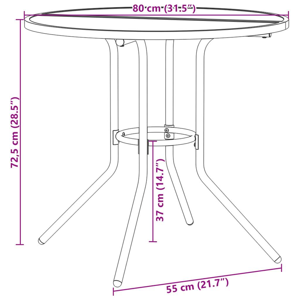 Table de Jardin Ronde Ø80cm en Acier Anthracite, Plateau Maille Design pour 2-4 Personnes – ComfortXL Outdoor Living - Image 8