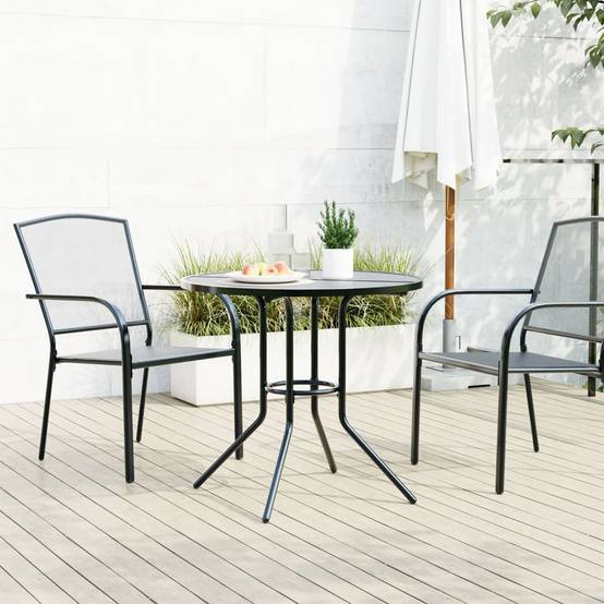Table de Jardin Ronde Ø80cm en Acier Anthracite, Plateau Maille Design pour 2-4 Personnes – ComfortXL Outdoor Living - Image 3
