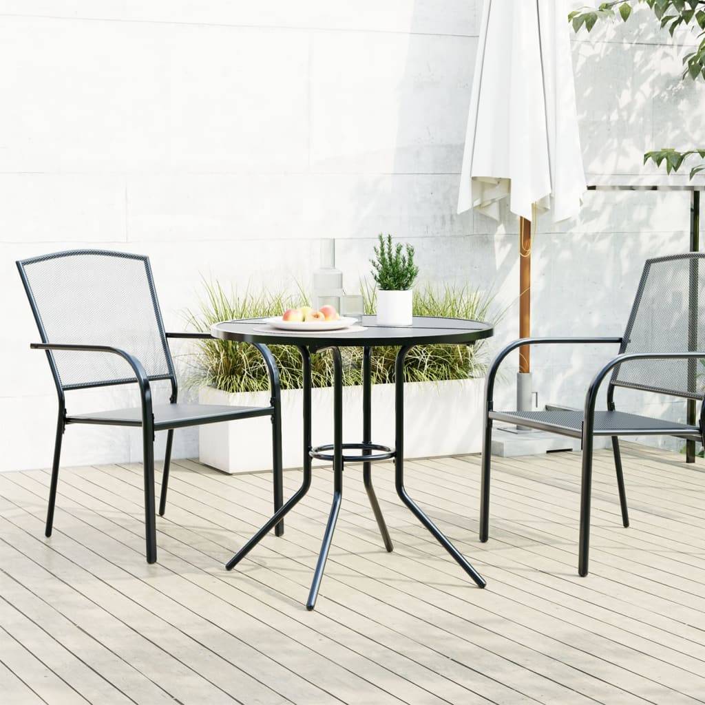 Table de Jardin Ronde Ø80cm en Acier Anthracite, Plateau Maille Design pour 2-4 Personnes – ComfortXL Outdoor Living - Image 3