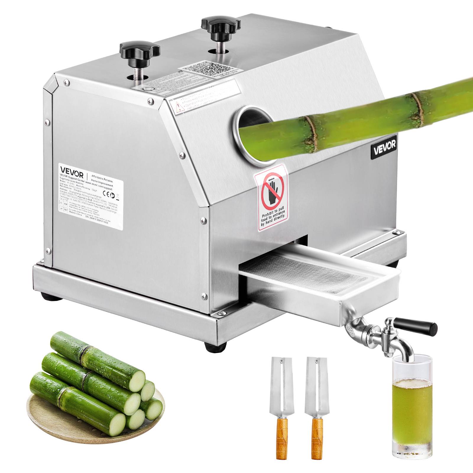 VEVOR Presse canne sucre manuelle, 50 kg/h, 3 rouleaux inox. Pour restaurant, bar. - Image 1