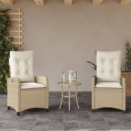Fauteuils de Jardin Relax Résine Tressée Dossier Inclinable pour Balcon Lot de 2 Beige – ComfortXL Outdoor Living - Image 1