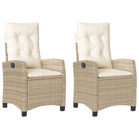 Fauteuils de Jardin Relax Résine Tressée Dossier Inclinable pour Balcon Lot de 2 Beige – ComfortXL Outdoor Living - Image 2