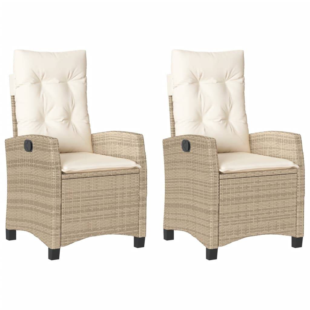 Fauteuils de Jardin Relax Résine Tressée Dossier Inclinable pour Balcon Lot de 2 Beige – ComfortXL Outdoor Living - Image 2