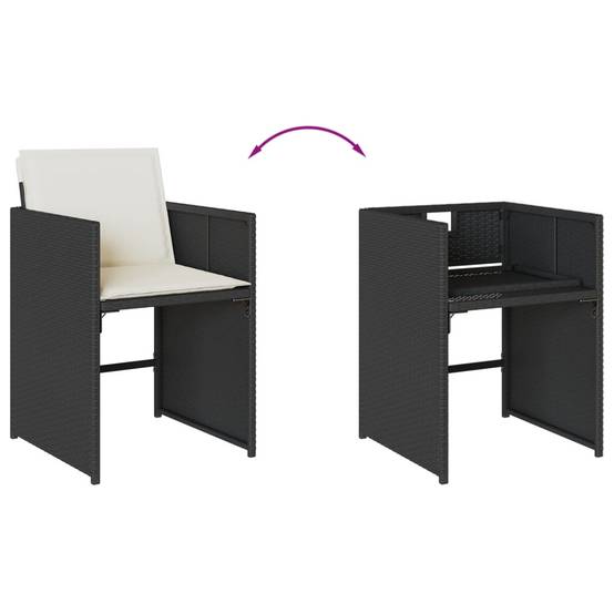 Table et chaises de jardin 10 personnes résine tressée chaises pliables Noir – ComfortXL Outdoor Living - Image 5