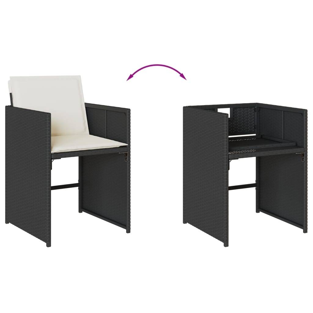 Table et chaises de jardin 10 personnes résine tressée chaises pliables Noir – ComfortXL Outdoor Living - Image 5