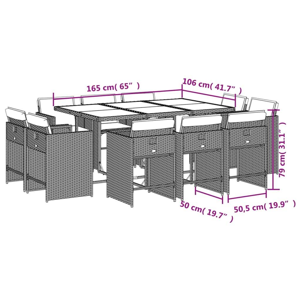 Table et chaises de jardin 10 personnes résine tressée chaises pliables Noir – ComfortXL Outdoor Living - Image 8