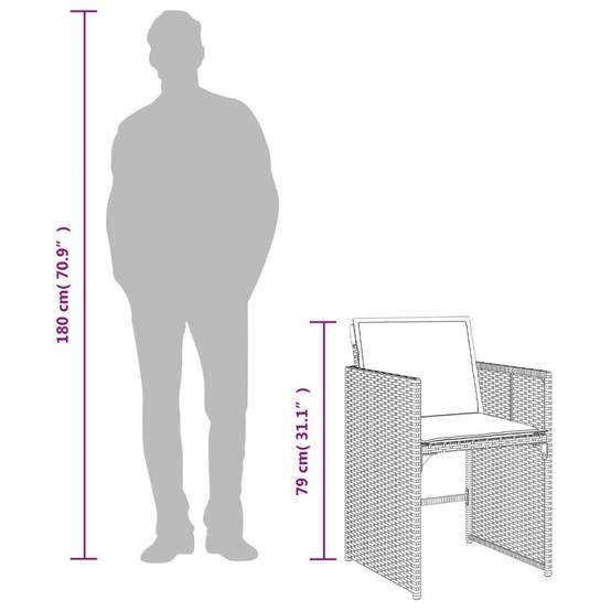 Table et chaises de jardin 10 personnes résine tressée chaises pliables Noir – ComfortXL Outdoor Living - Image 9