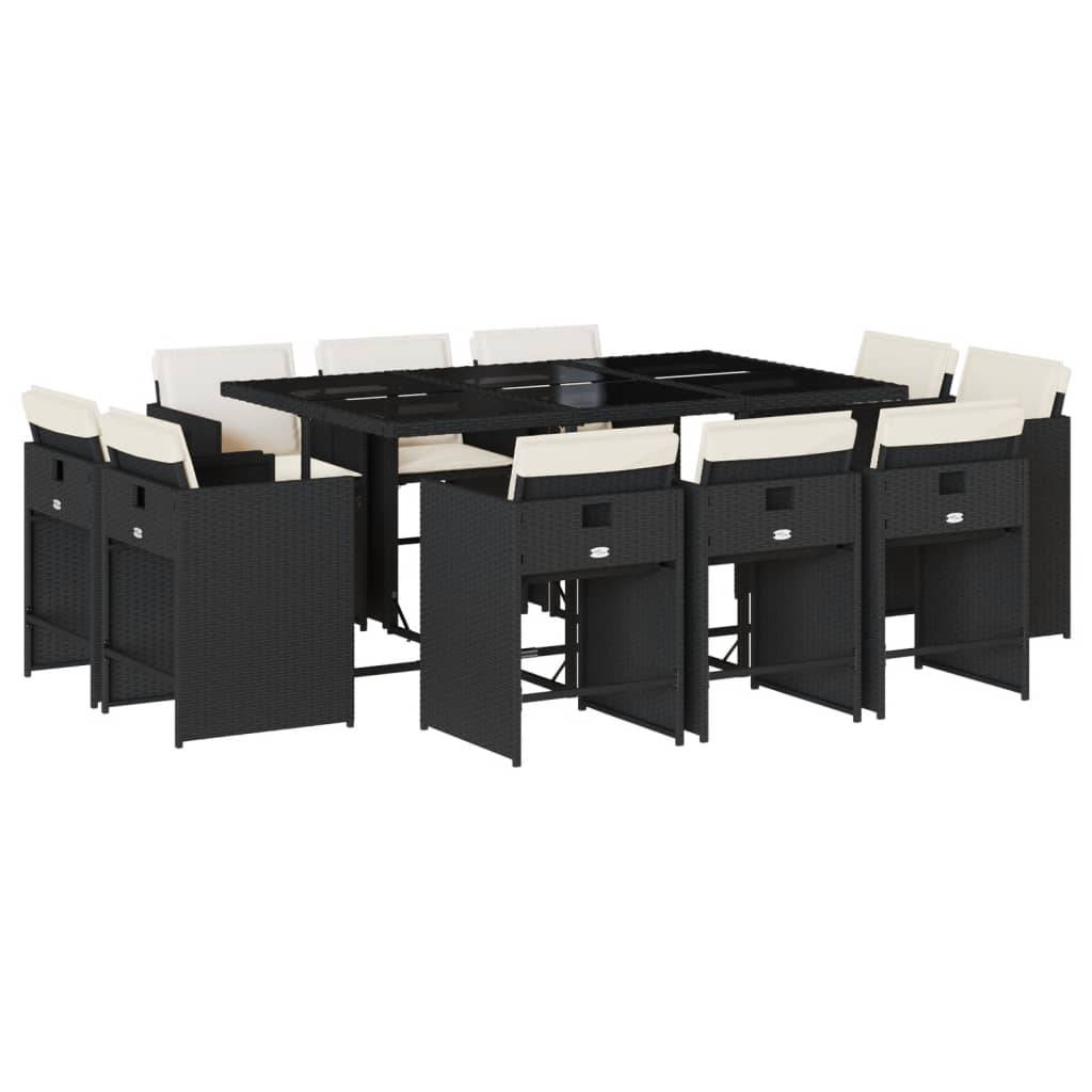 Table et chaises de jardin 10 personnes résine tressée chaises pliables Noir – ComfortXL Outdoor Living - Image 2