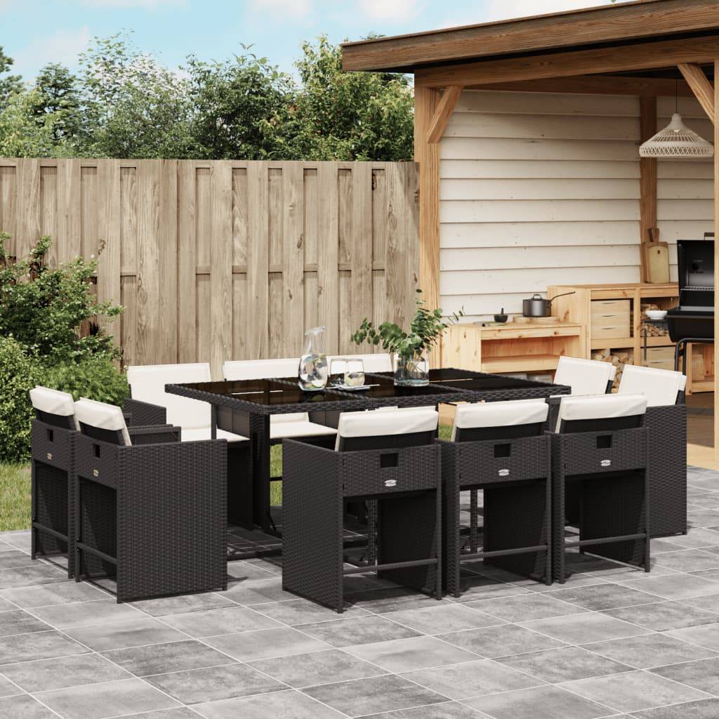 Table et chaises de jardin 10 personnes résine tressée chaises pliables Noir – ComfortXL Outdoor Living - Image 1