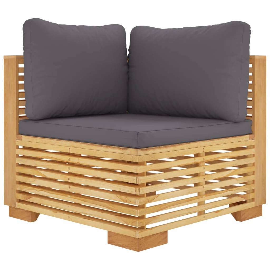 Helloshop26 - Salon de jardin meuble d'extérieur ensemble de mobilier 9 pièces avec coussins bois de teck solide - Imagen 4
