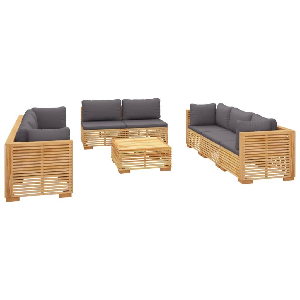 Helloshop26 - Salon de jardin meuble d'extérieur ensemble de mobilier 9 pièces avec coussins bois de teck solide - Imagen 2