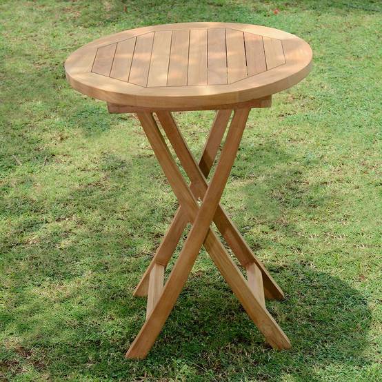Table pliante ronde en teck massif Bistrot ø 60 cm - TECK'Attitude - Imagen 6