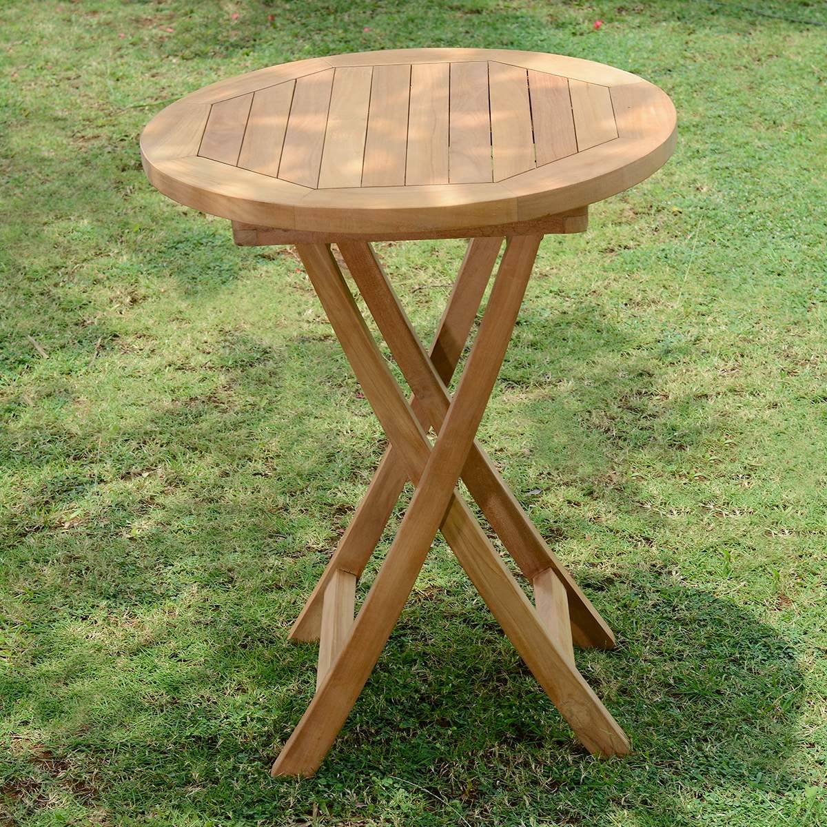 Table pliante ronde en teck massif Bistrot ø 60 cm - TECK'Attitude - Imagen 6