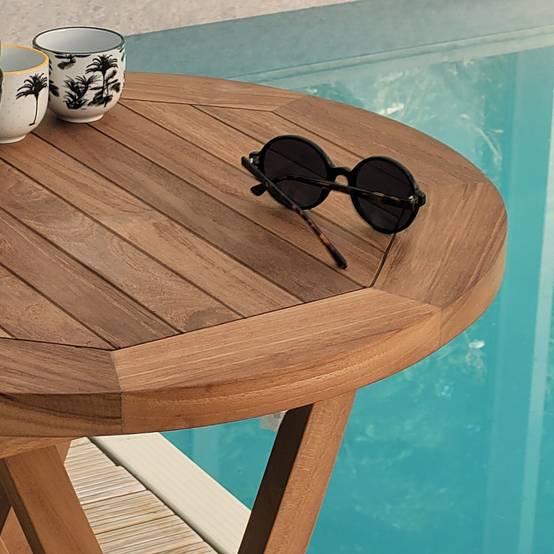 Table pliante ronde en teck massif Bistrot ø 60 cm - TECK'Attitude - Imagen 4