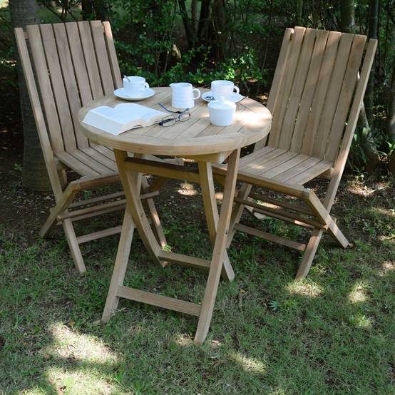 Table pliante ronde en teck massif Bistrot ø 60 cm - TECK'Attitude - Imagen 3