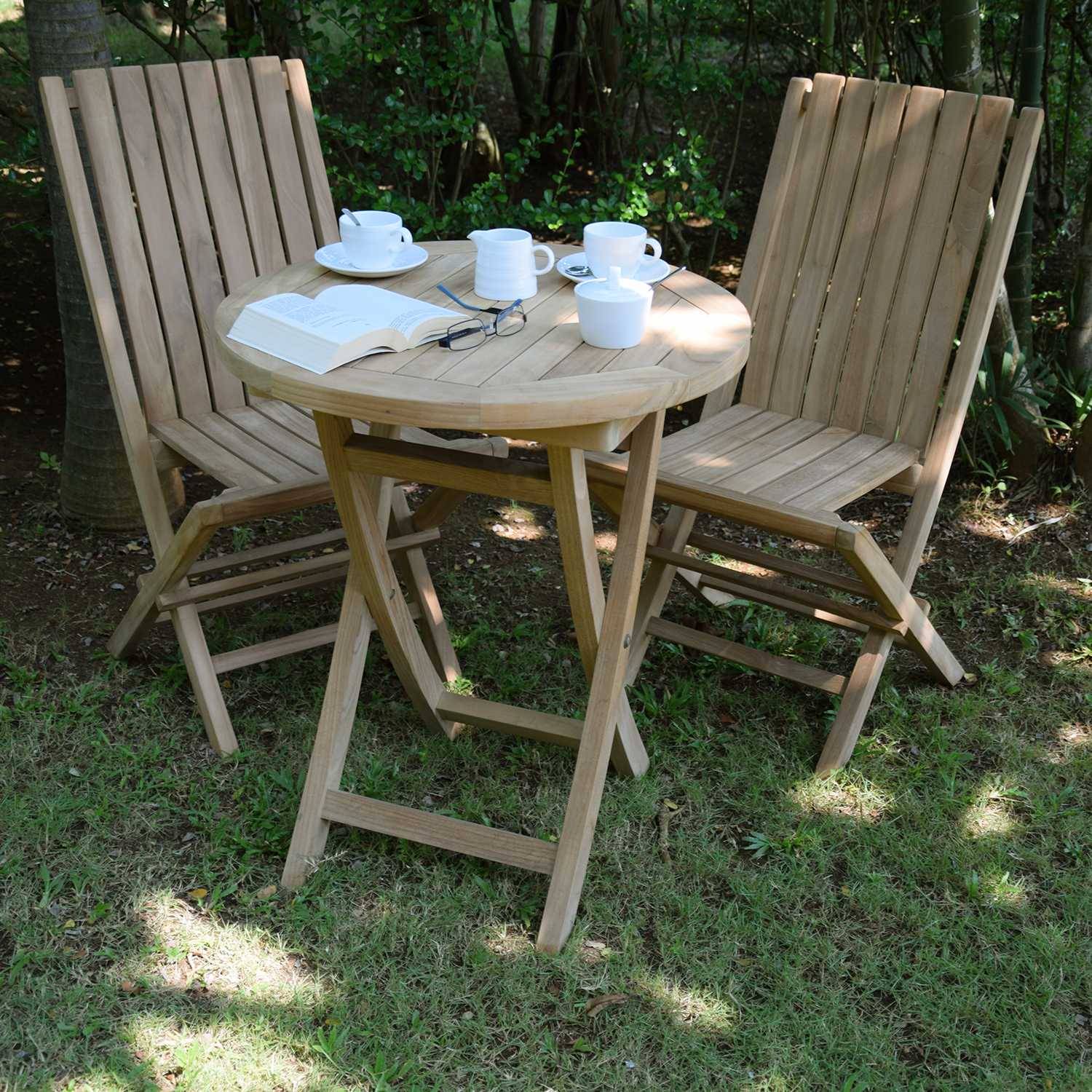 Table pliante ronde en teck massif Bistrot ø 60 cm - TECK'Attitude - Imagen 3