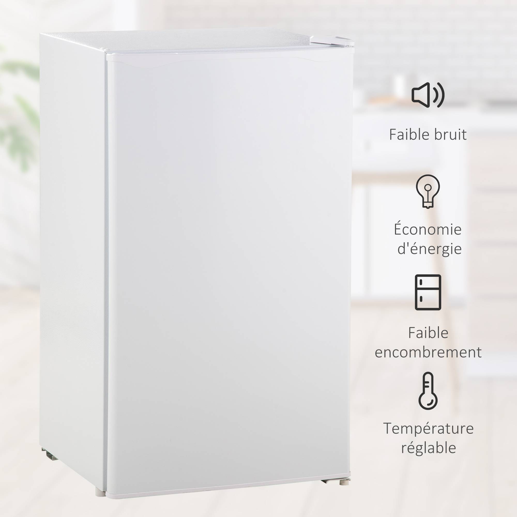 Petit réfrigérateur congélateur 91L étagères modulables sous comptoir, 47,5x44,2x84cm, blanc - Image 9