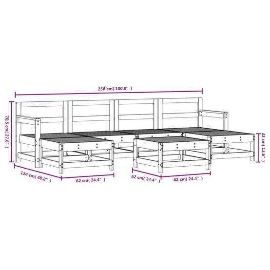 Vidaxl - Salon de jardin 7 pcs Bois de pin massif vidaXL 3186368 - Image 3