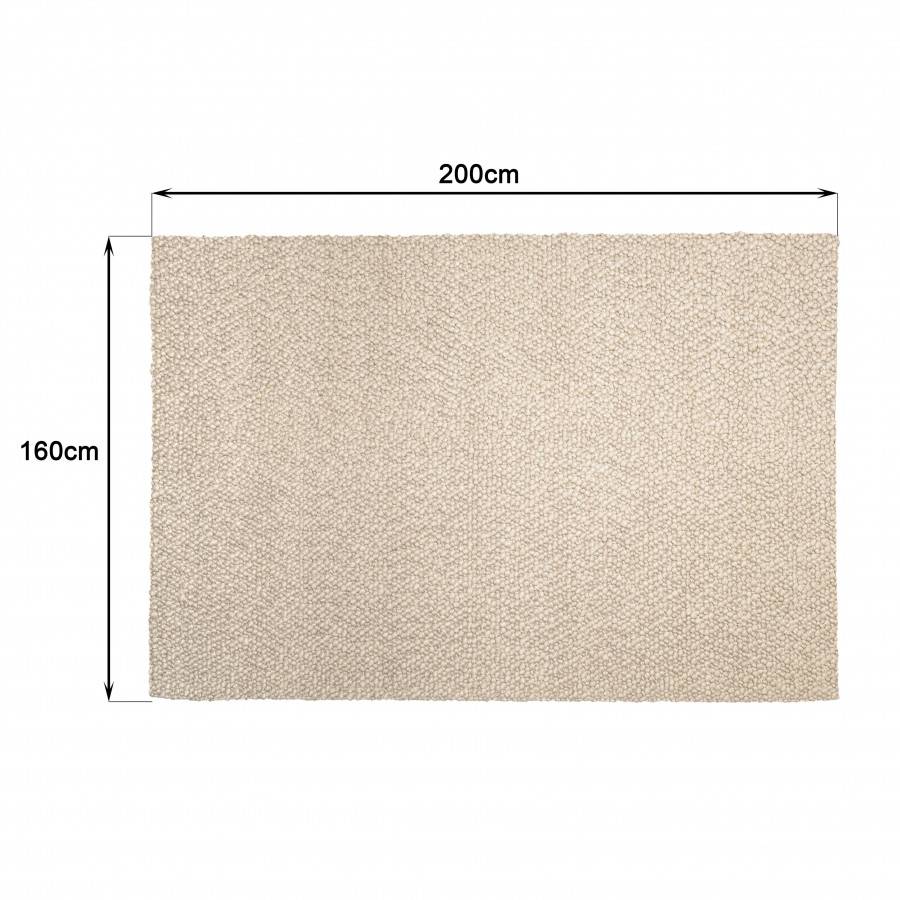 Macabane - QUENTIN - Tapis rectangulaire 160x230cm en laine bouclée couleur beige - Imagen 9