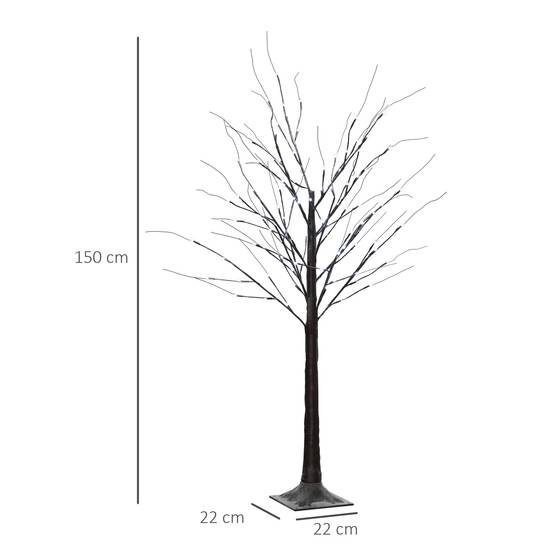 ComfortXL - Bouleau artificiel lumineux plastique et acier 150 cm brun 96 micro-LED blanc froid décoration intérieure IP44 - Image 3