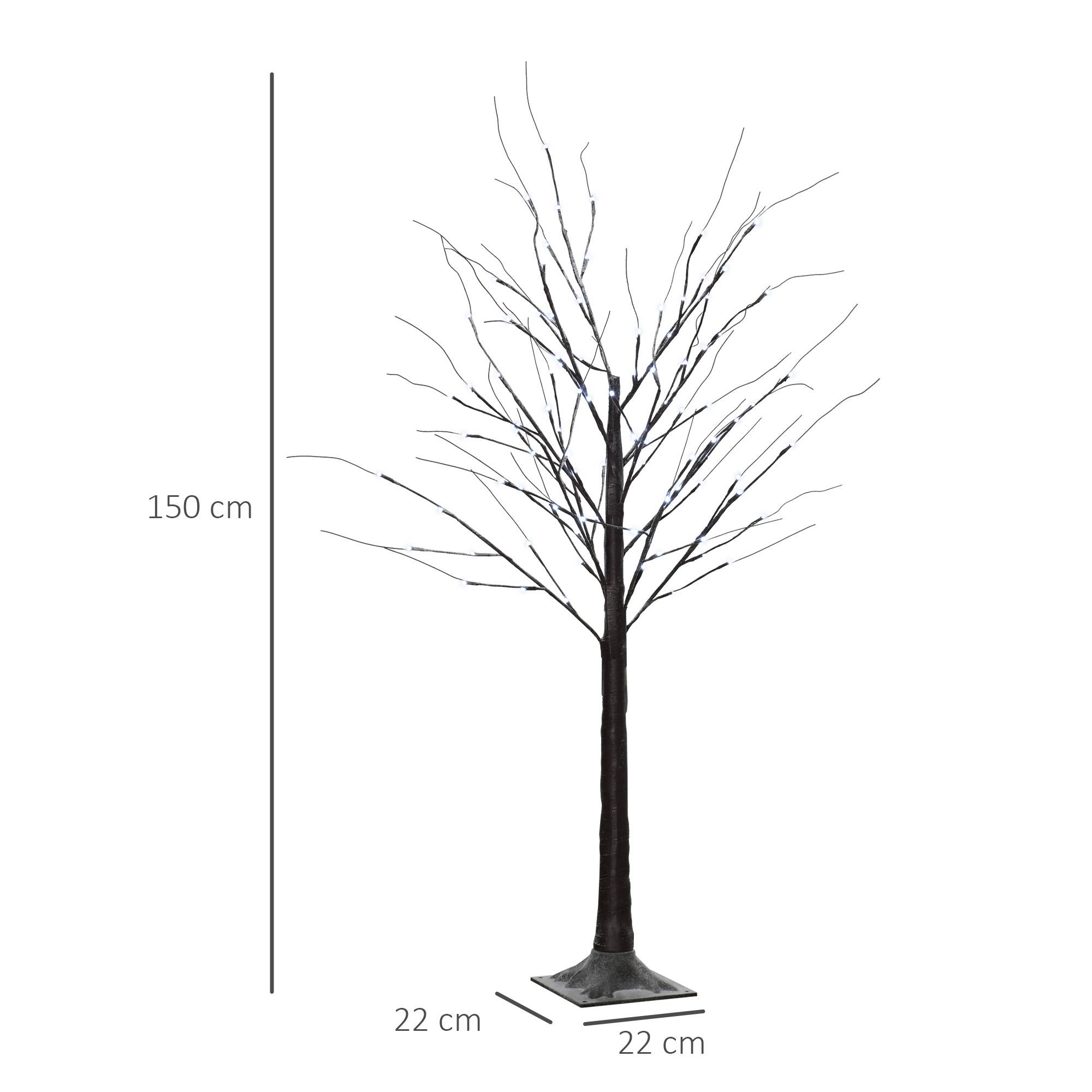 ComfortXL - Bouleau artificiel lumineux plastique et acier 150 cm brun 96 micro-LED blanc froid décoration intérieure IP44 - Image 3