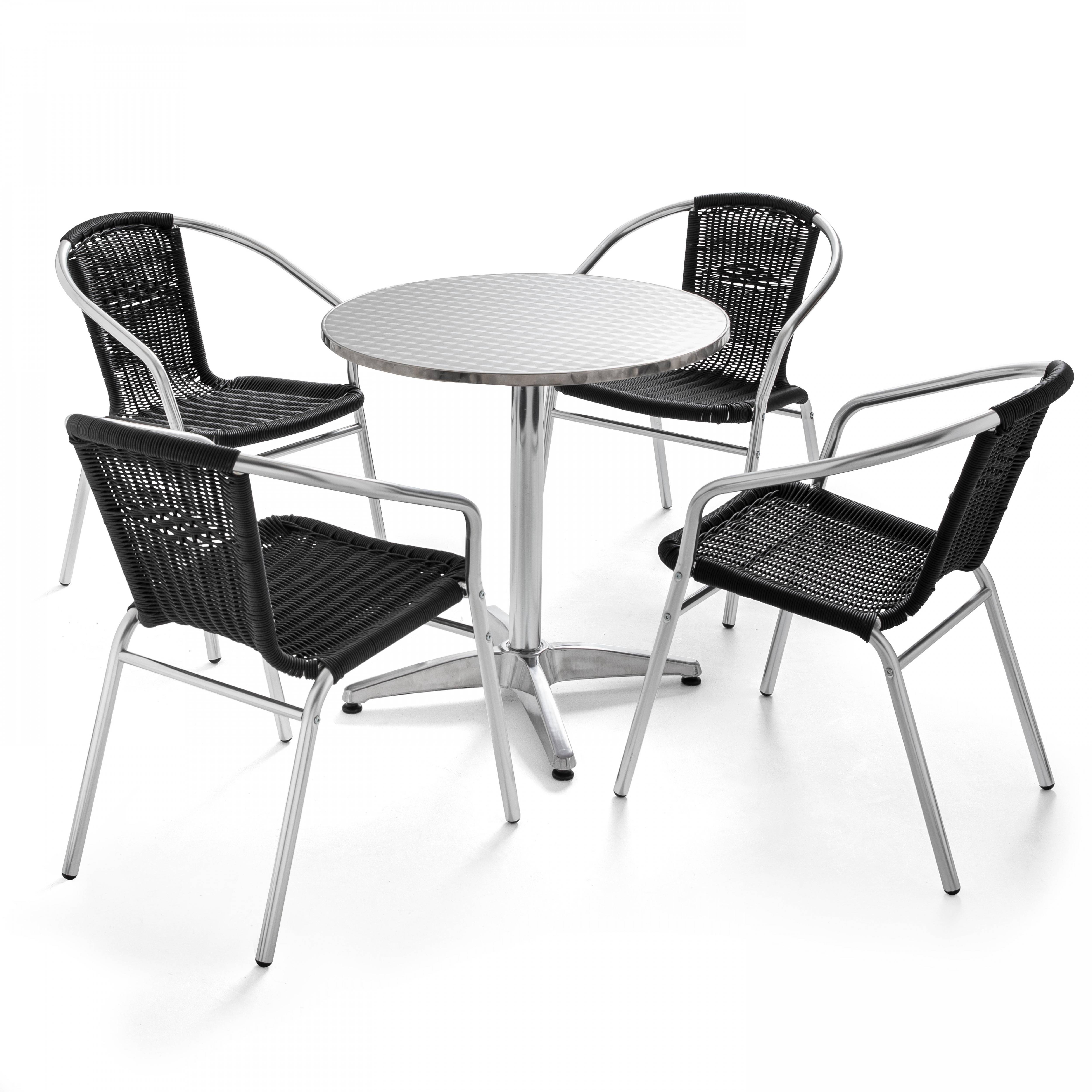 Oviala - Table de jardin ronde et 4 fauteuils en aluminium et résine Brixton - Oviala - Imagen 1