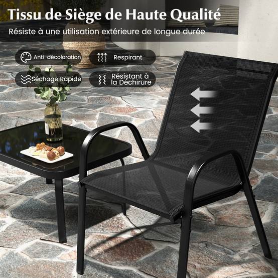 Ensemble Salon de Jardin 4 Pièces 2 Fauteuils 1 Canapé 1 Table Basse en Verre pour Terrasse Piscine Patio Balcon Gris - Image 7