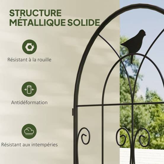 Treillis de jardin métal noir 50 x 1.3 x 180 cm - PANGIVO - Image 9