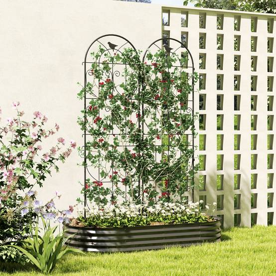 Treillis de jardin métal noir 50 x 1.3 x 180 cm - PANGIVO - Image 3