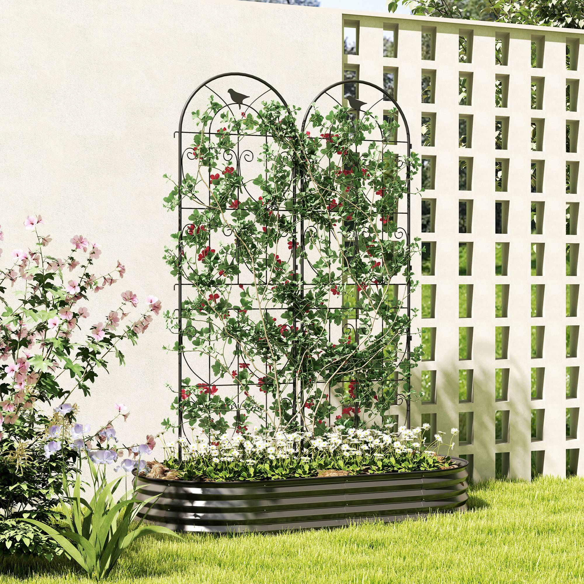 Treillis de jardin métal noir 50 x 1.3 x 180 cm - PANGIVO - Image 3