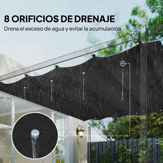 Toile de Rechange Rétractable Polyester pour Tonnelle 2,85x2m Anti-UV 286x245 cm Gris Foncé - ComfortXL Outdoor Living - Image 8