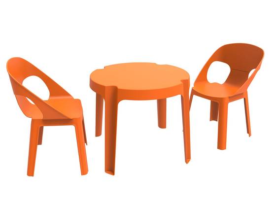 Set 2+1 chaises-table pour enfants intérieur, extérieur orange RITA garbar - Image 1