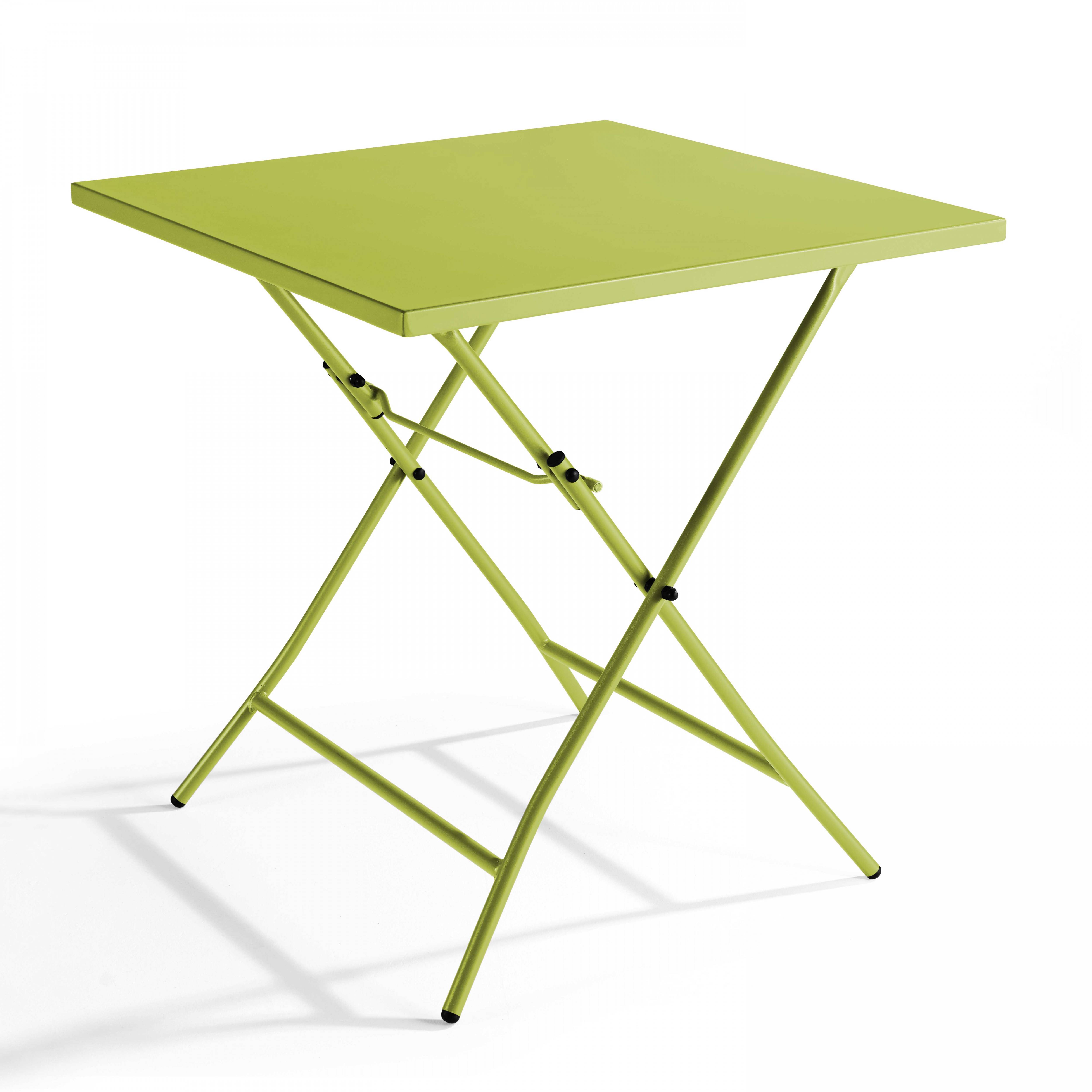 Oviala - Table de jardin pliante carrée en acier 70 cm 4 places vert Palavas - Oviala - Imagen 1