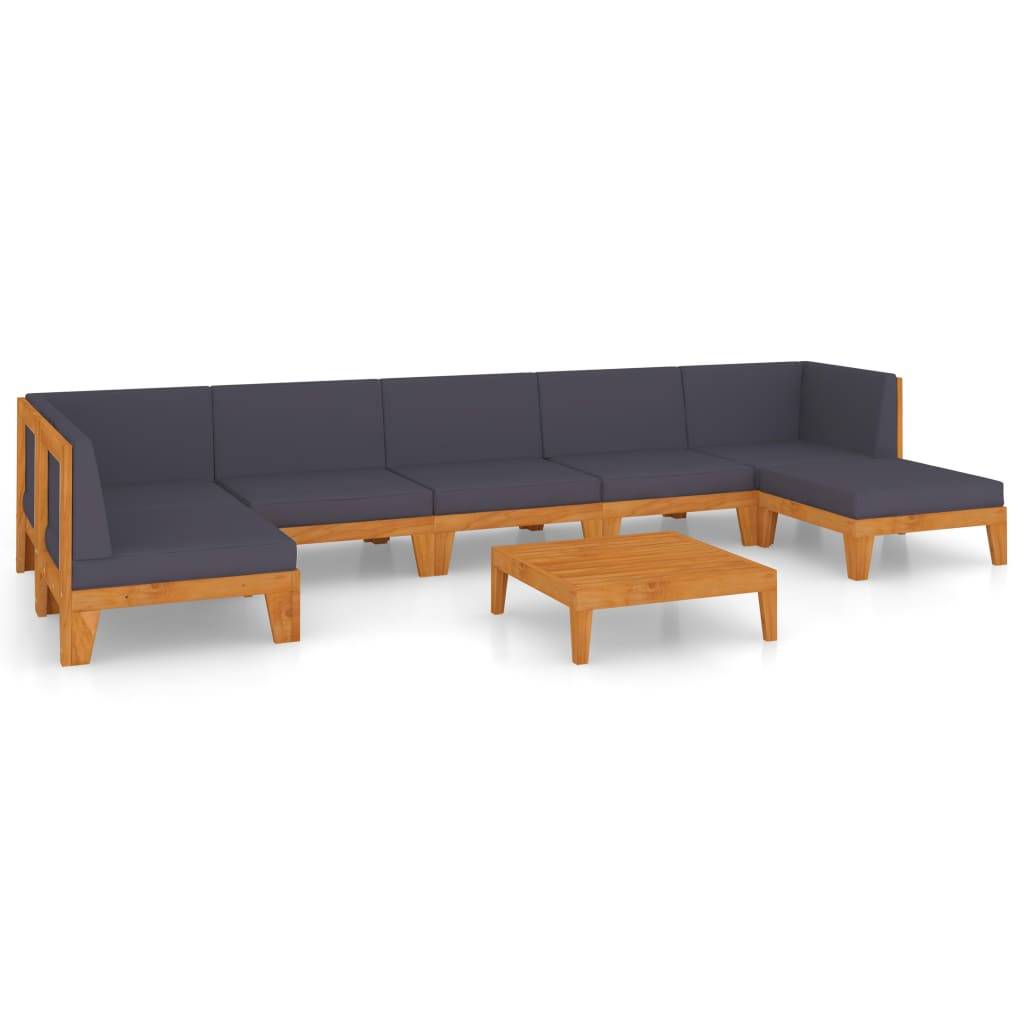 Helloshop26 - Salon de jardin meuble d'extérieur ensemble de mobilier 8 pièces avec coussins bois d'acacia solide - Imagen 1