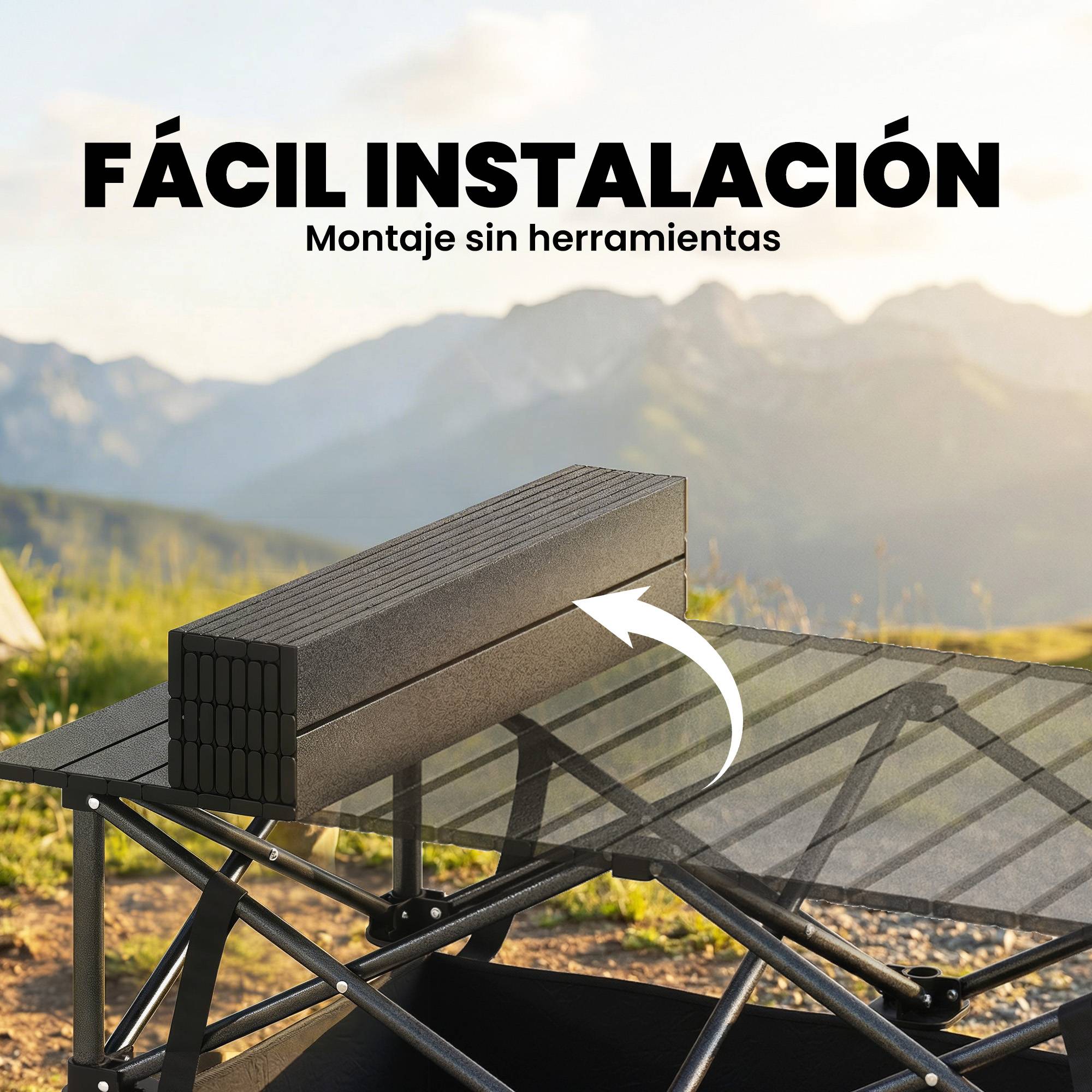 ComfortXL - Table camping pliante aluminium extérieur filet rangement 93x55x68cm noir - ComfortXL Outdoor Living - Image 9