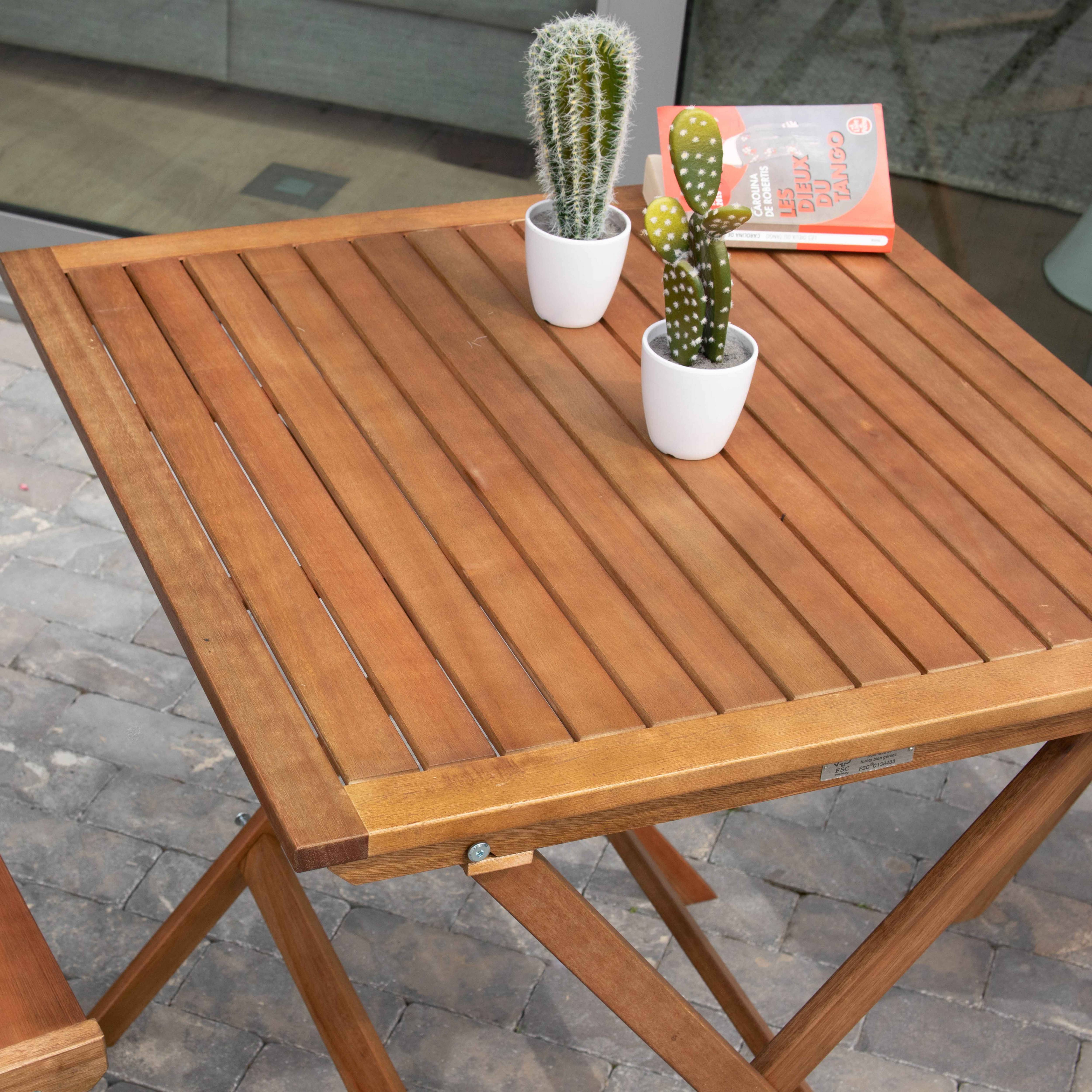 Oviala - Table bistrot pliante carrée en bois d'eucalyptus Sete - Oviala - Image 3