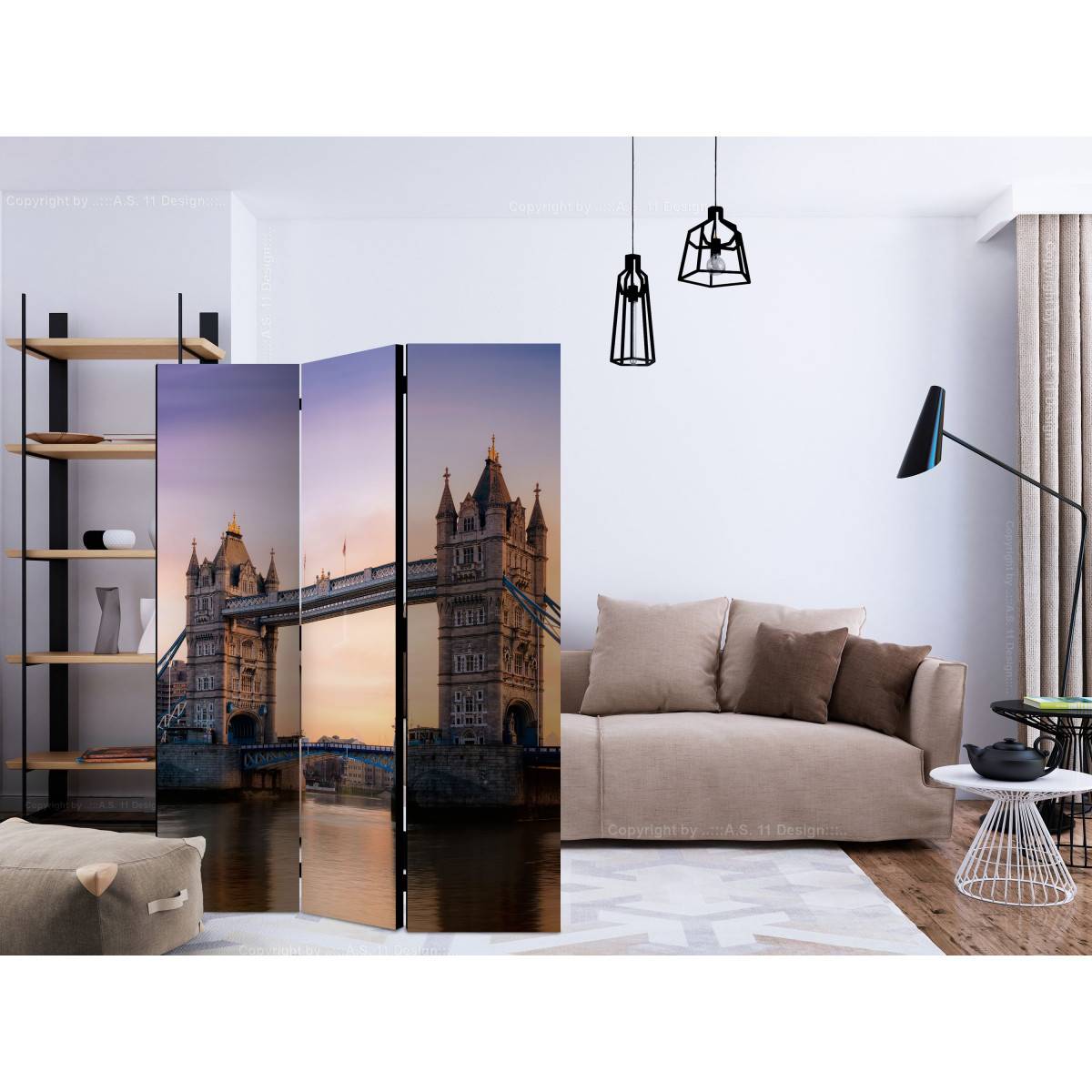 Paravent 3 Volets "Bridge at Sunset" 135x172cm - Image 2