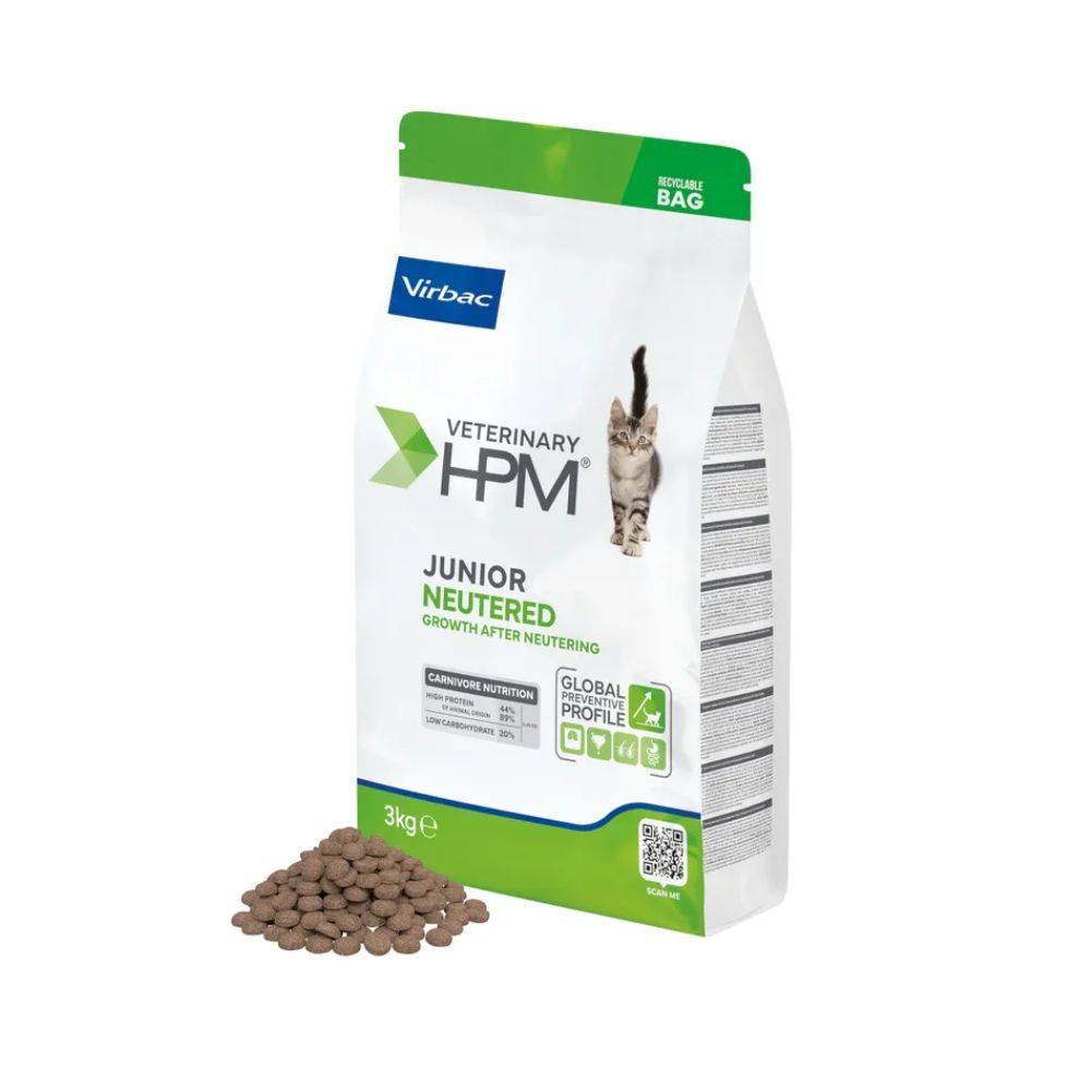 CROQUETTES CHAT VETERINARY HPM CAT JUNIOR NEUTERED - VIRBAC 400 g - Imagen 1